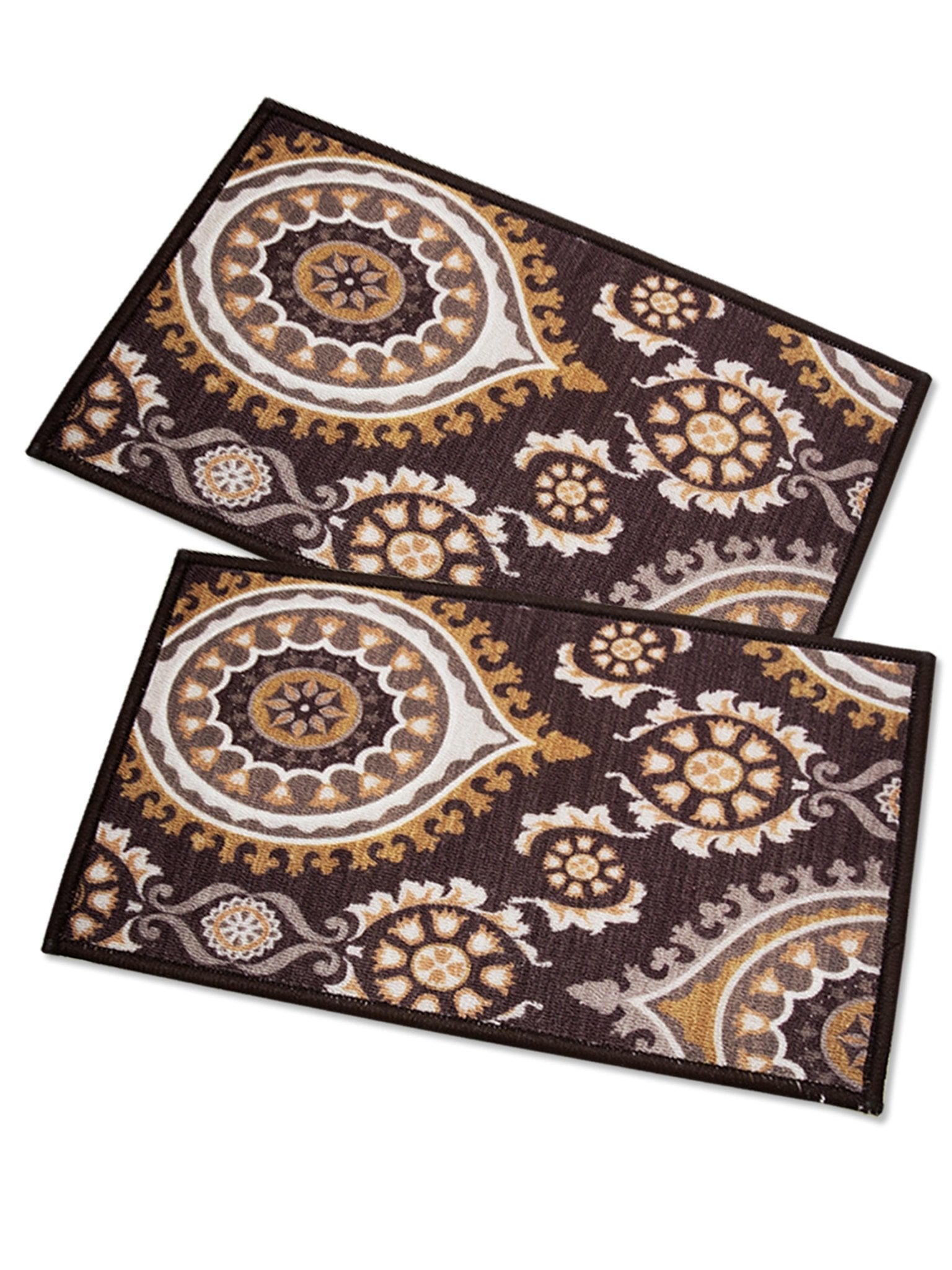Persian Brown Premium Anti Slip Printed Door Mat Pack of 2 by Athom Living - Athom Living