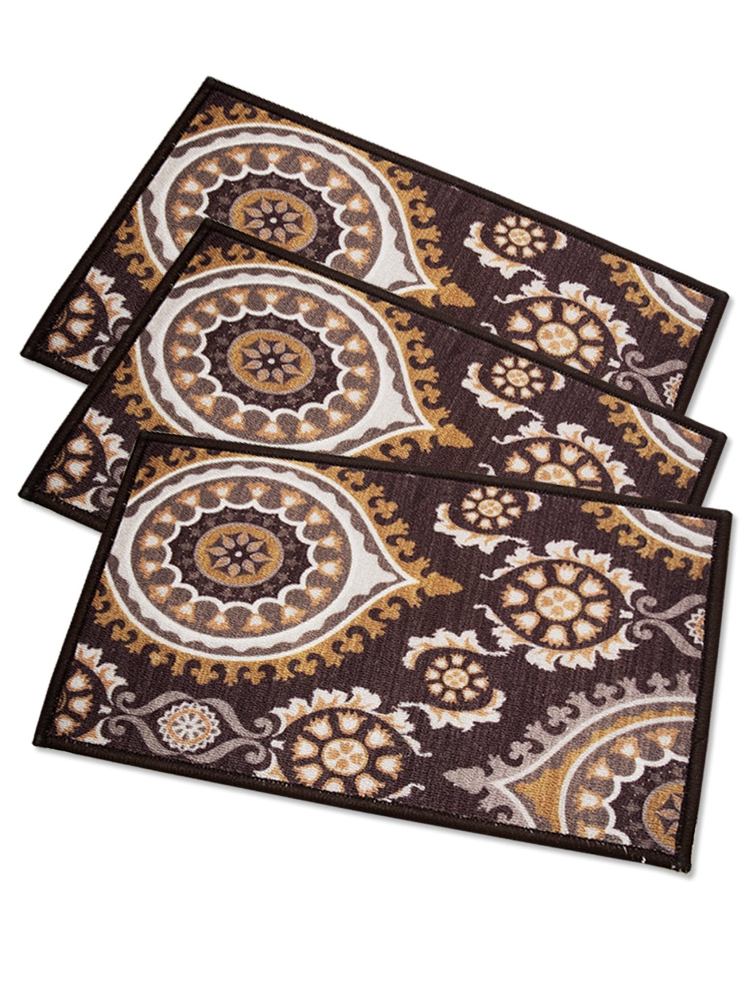 Persian Brown Premium Anti Slip Printed Door Mat Pack of 3 by Athom Living - Athom Living