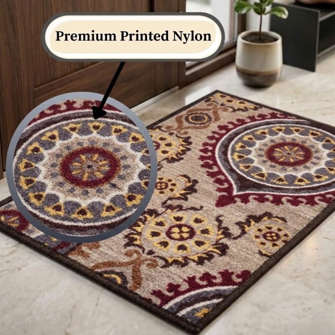 Persian Maroon Premium Anti Slip Printed Door Mat by Athom Living - Athom Living