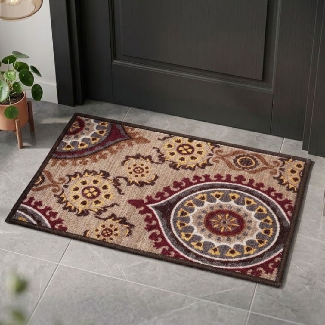 Persian Maroon Premium Anti Slip Printed Door Mat by Athom Living - Athom Living