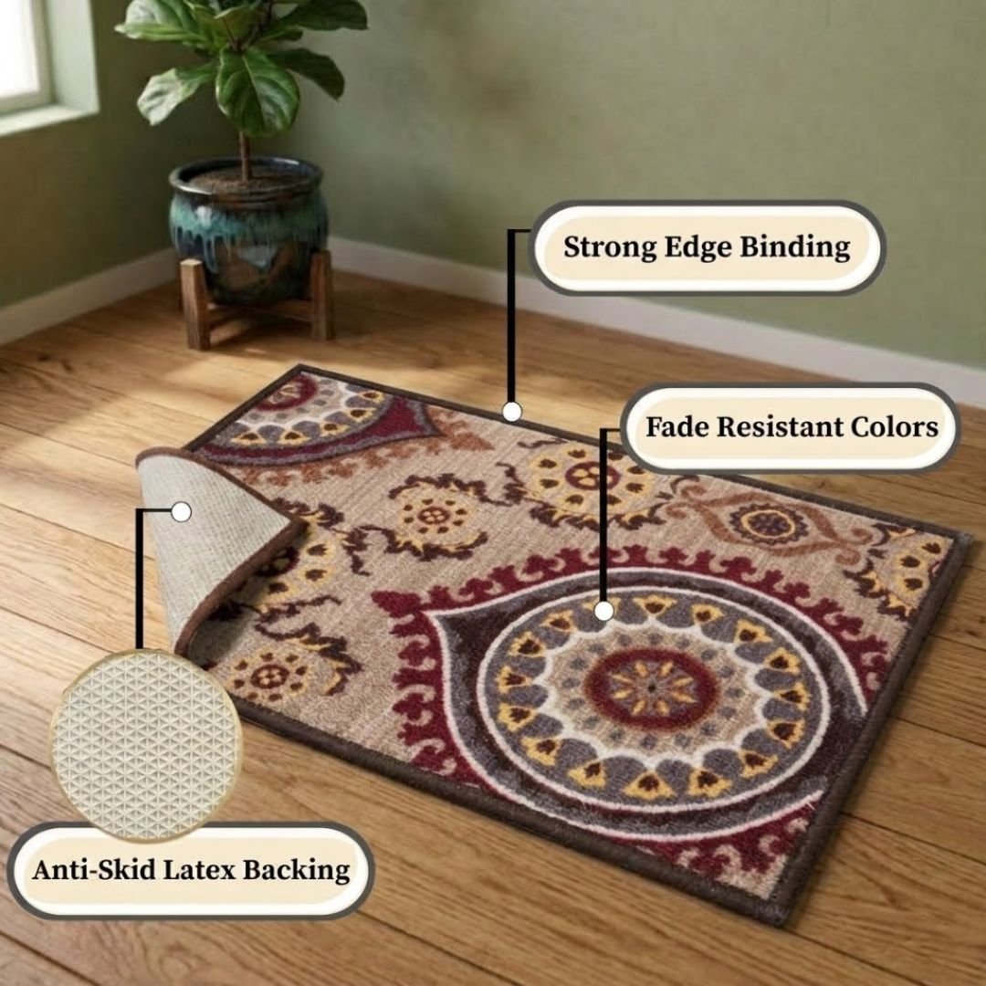 Persian Maroon Premium Anti Slip Printed Door Mat by Athom Living - Athom Living