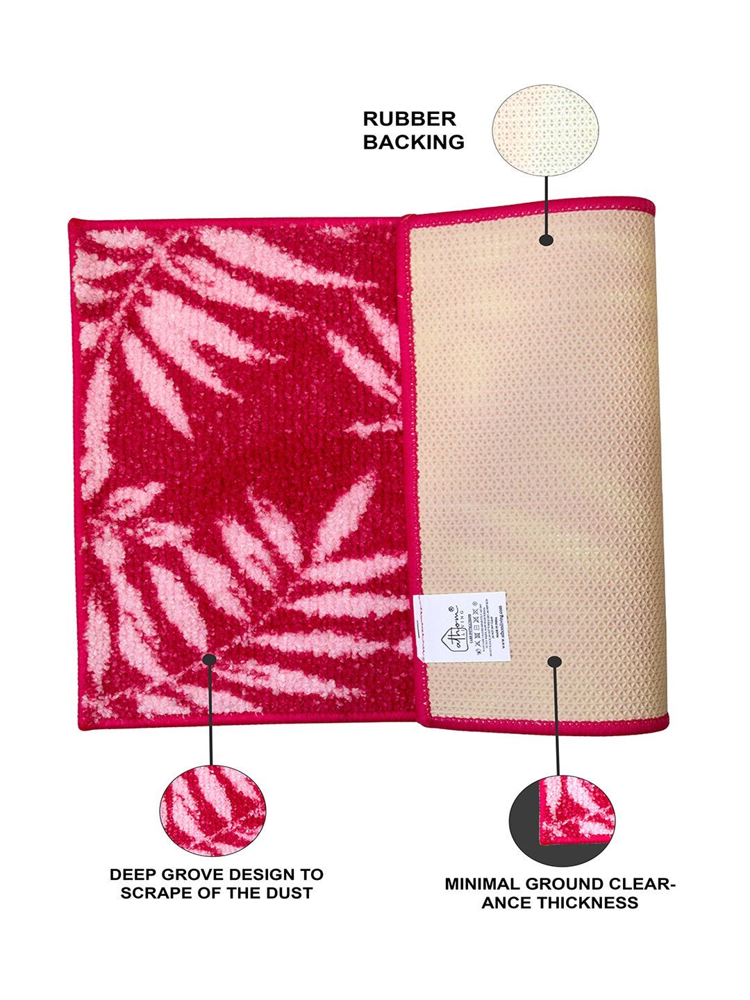 Pink Leaf Soft Micro Anti - Slip Bath Mat by Athom Living - Athom Living