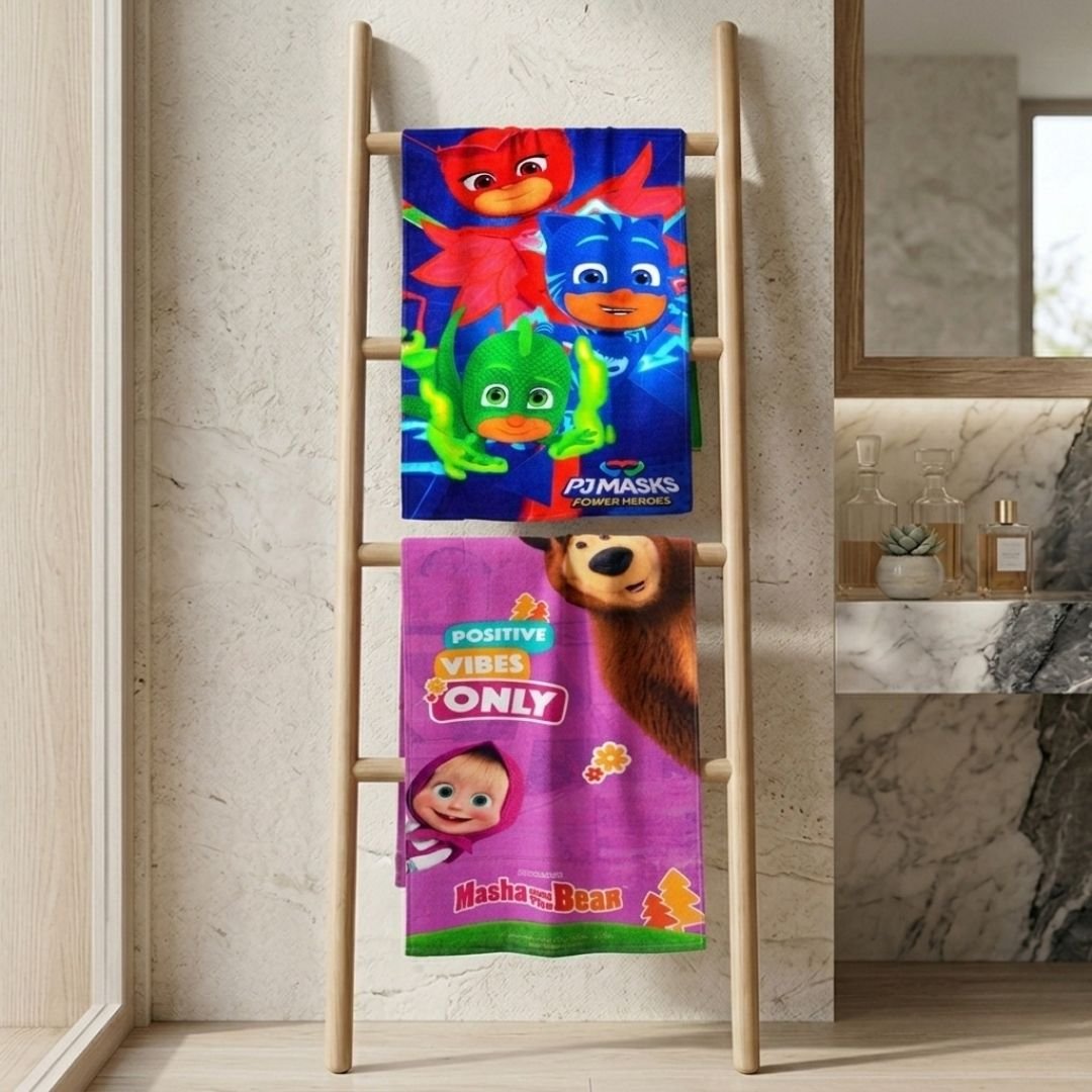 PJ Maska Masha & Bear Themed Kids Bath Towel – Pack of 2 by Athom Living - Athom Living