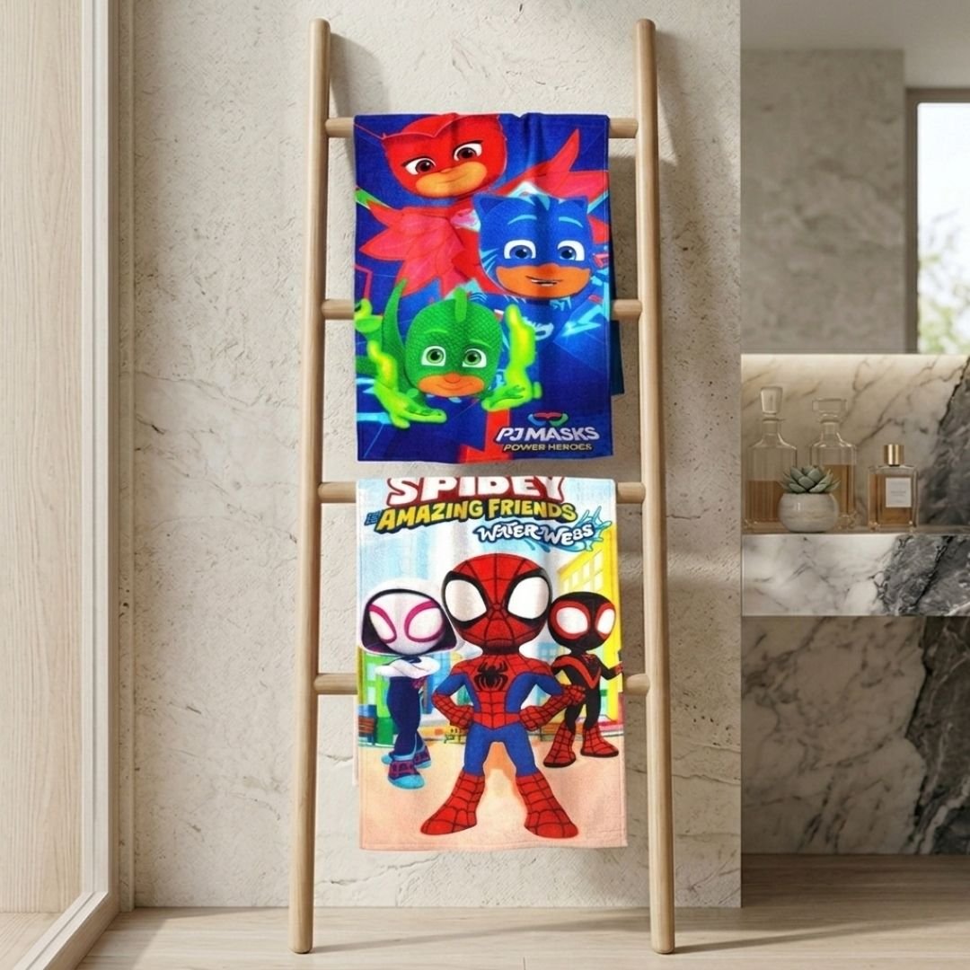 PJ Masks and Little Spidey Themed Kids Bath Towel Combo - Pack of 2 by Athom Living - Athom Living