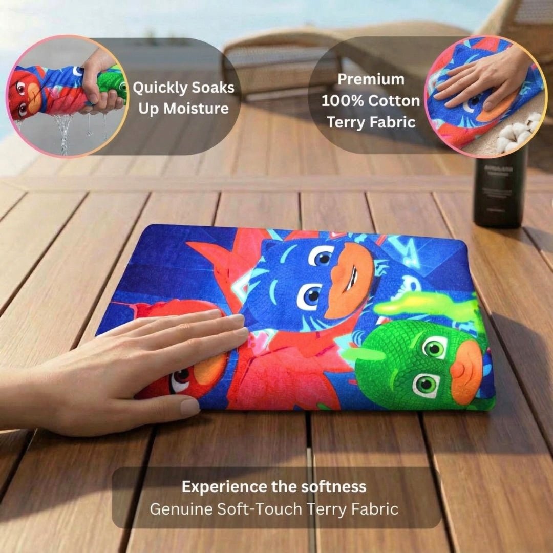 PJ Masks Power Heroes Themed Kids Cotton Bath Towel by Athom Living - Athom Living