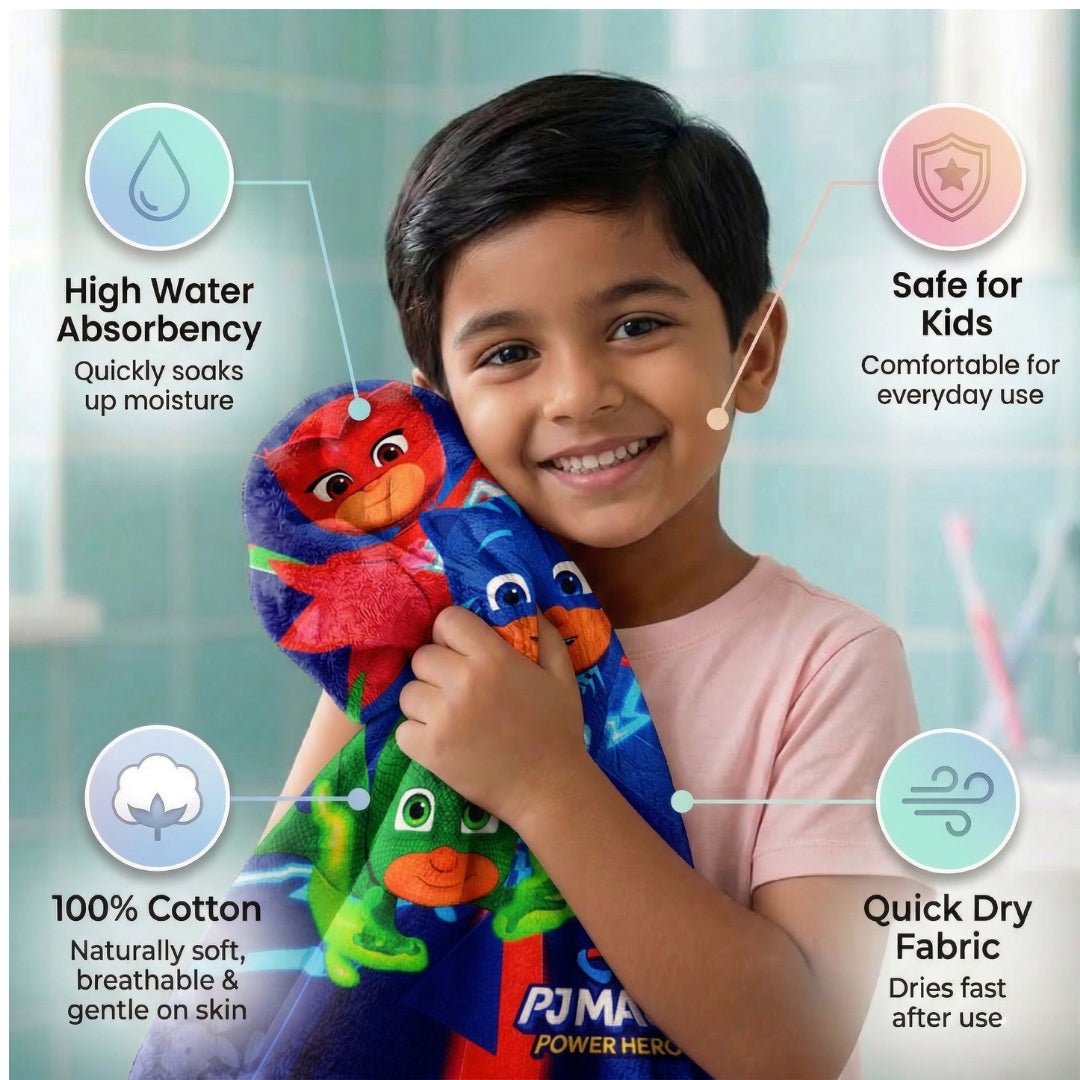 PJ Masks Power Heroes Themed Kids Cotton Bath Towel by Athom Living - Athom Living