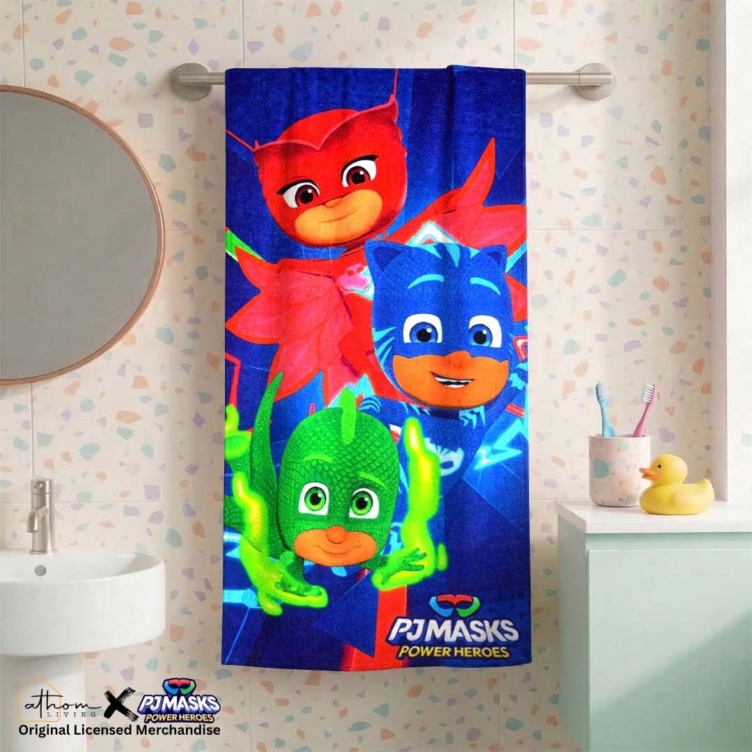 PJ Masks Power Heroes Themed Kids Cotton Bath Towel by Athom Living - Athom Living