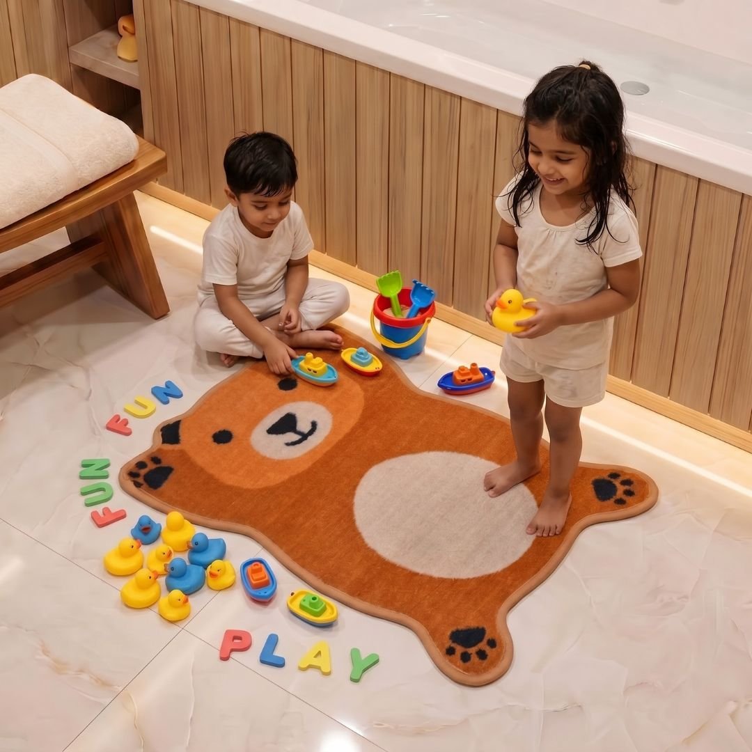 Premium Animal Bear - Shaped Cutout Anti - Skid Kids Carpet by Athom Living - Athom Living