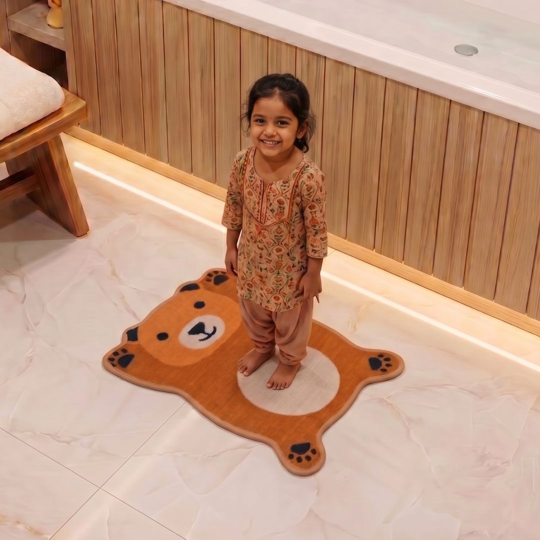 Premium Animal Bear - Shaped Cutouts Anti - Slip Kids Bathmat by Athom Living - Athom Living