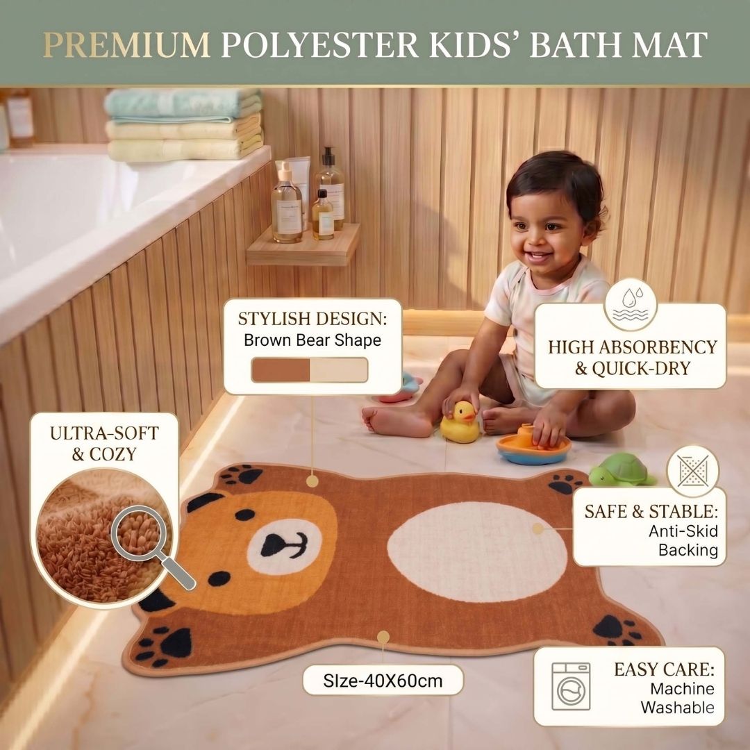 Premium Animal Bear - Shaped Cutouts Anti - Slip Kids Bathmat by Athom Living - Athom Living