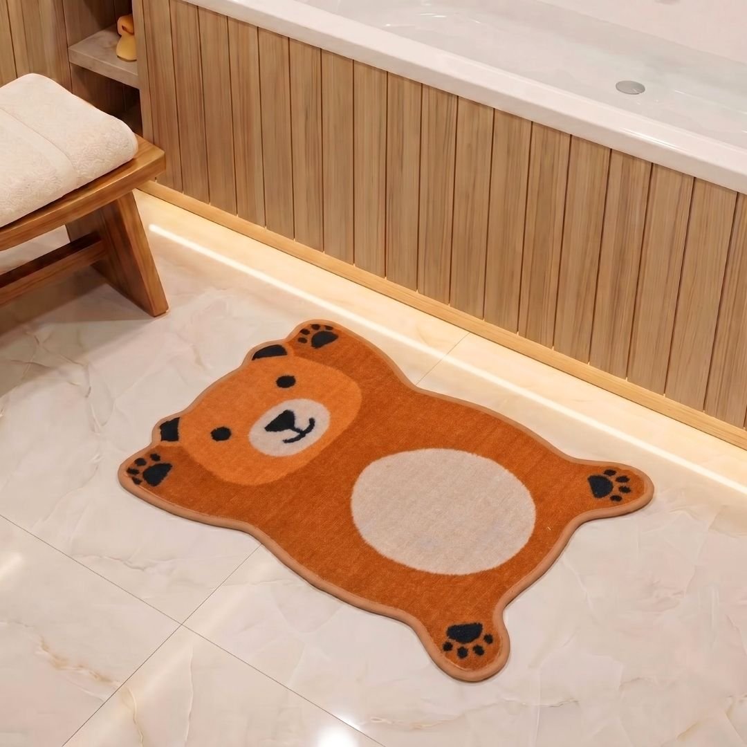 Premium Animal Bear - Shaped Cutouts Anti - Slip Kids Bathmat by Athom Living - Athom Living
