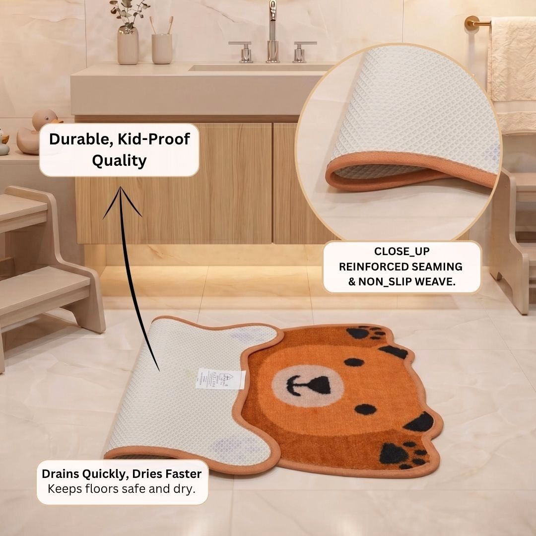 Premium Animal Bear - Shaped Cutouts Anti - Slip Kids Bathmat by Athom Living - Athom Living