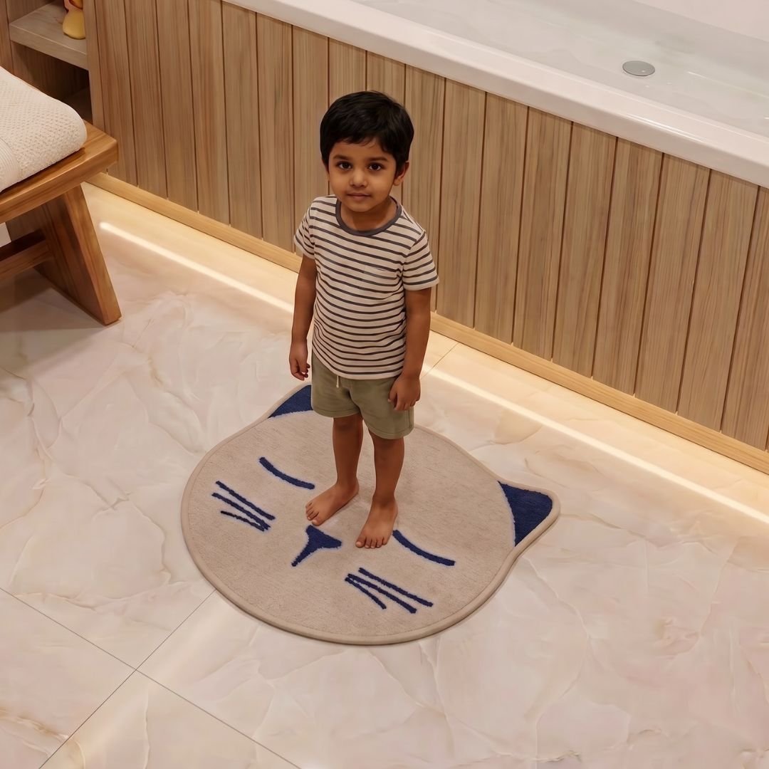 Premium Animal Cat - Shaped Cutout Anti - Slip Kids Bathmat by Athom Living - Athom Living