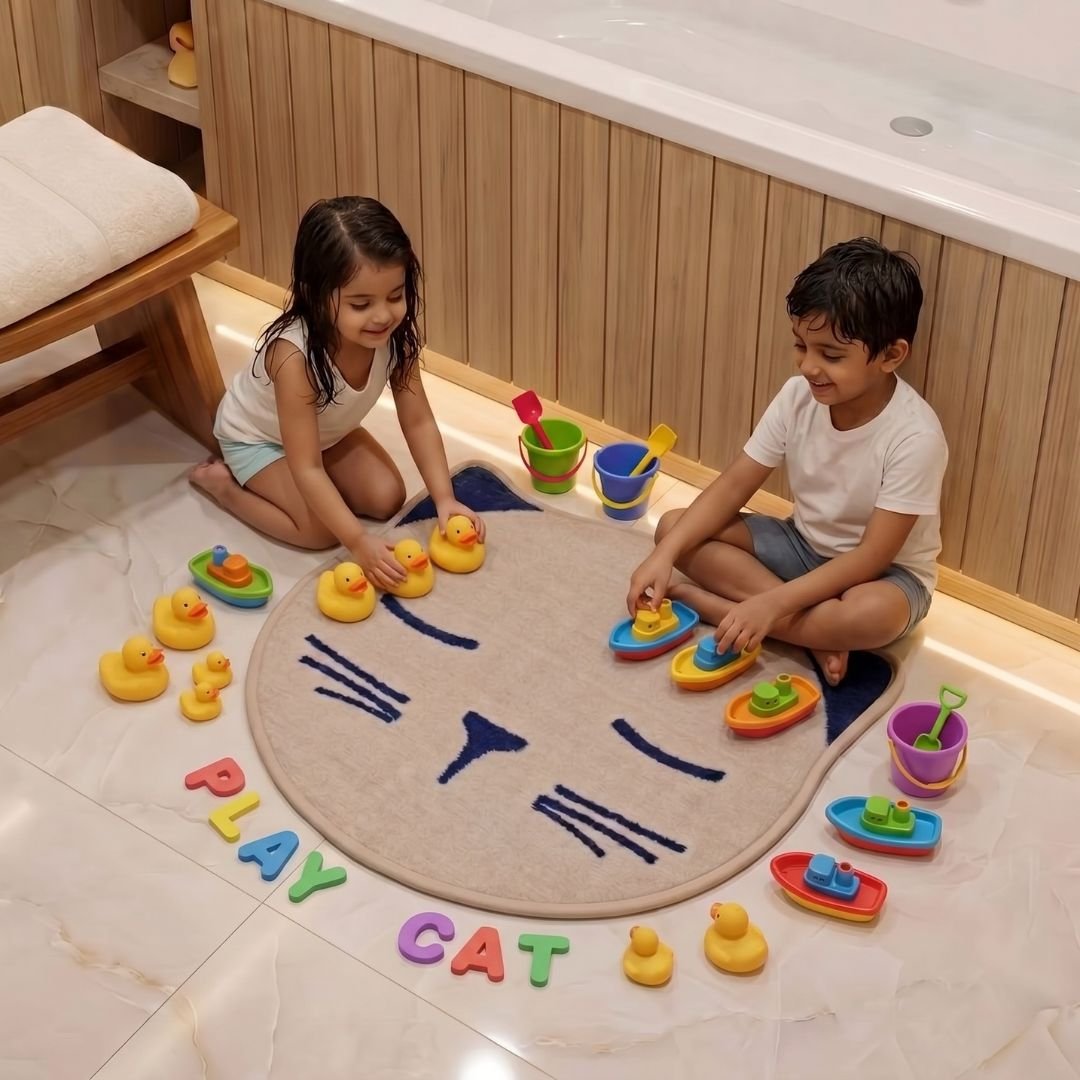 Premium Animal Cat - Shaped Cutouts Anti - Skid Kids Carpet by Athom Living - Athom Living