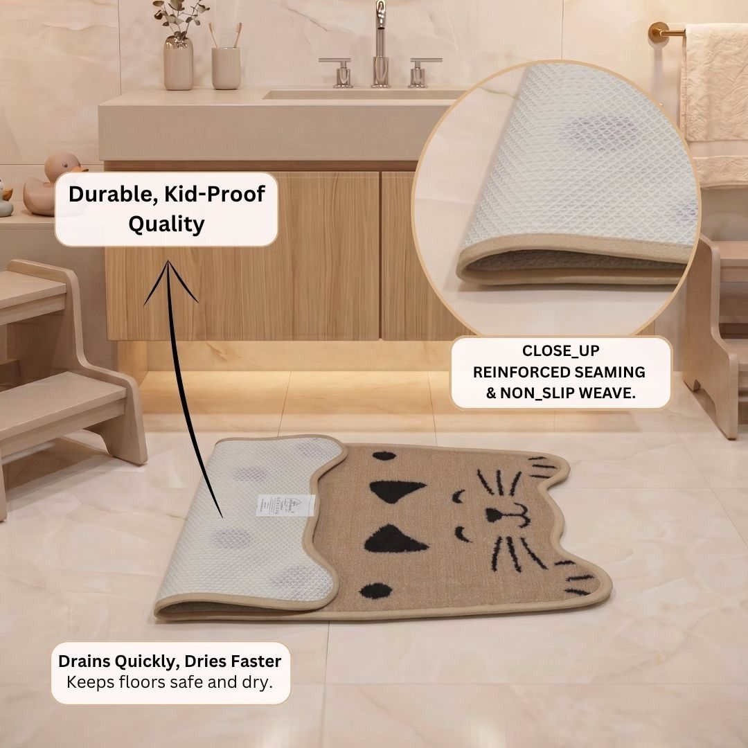 Premium Animal Cat - Shaped Cutouts Anti - Slip Kids Bathmat by Athom Living - Athom Living