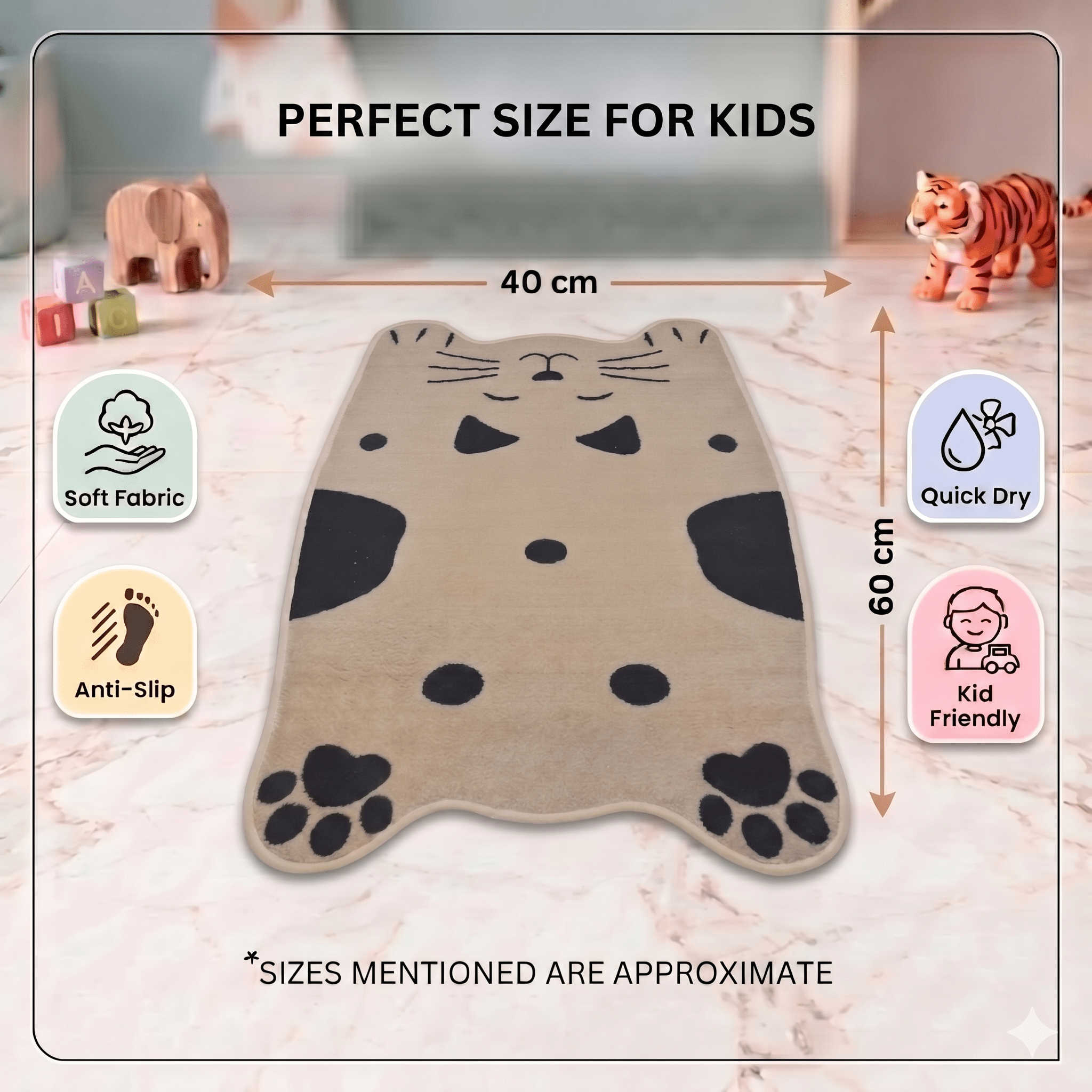 Premium Animal Cat - Shaped Cutouts Anti - Slip Kids Bathmat by Athom Living - Athom Living