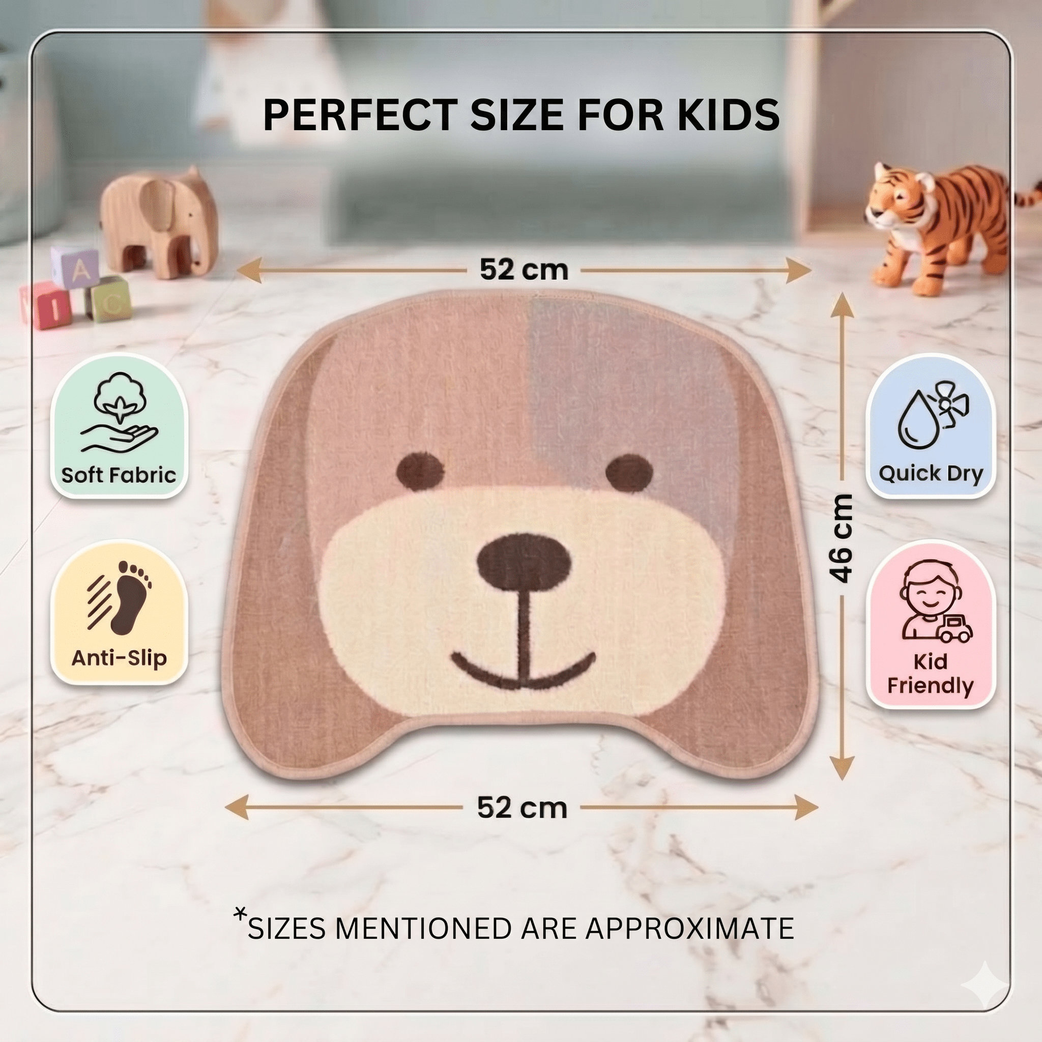 Premium Animal Dog - Shaped Cutout Anti - Slip Kids Bathmat by Athom Living - Athom Living