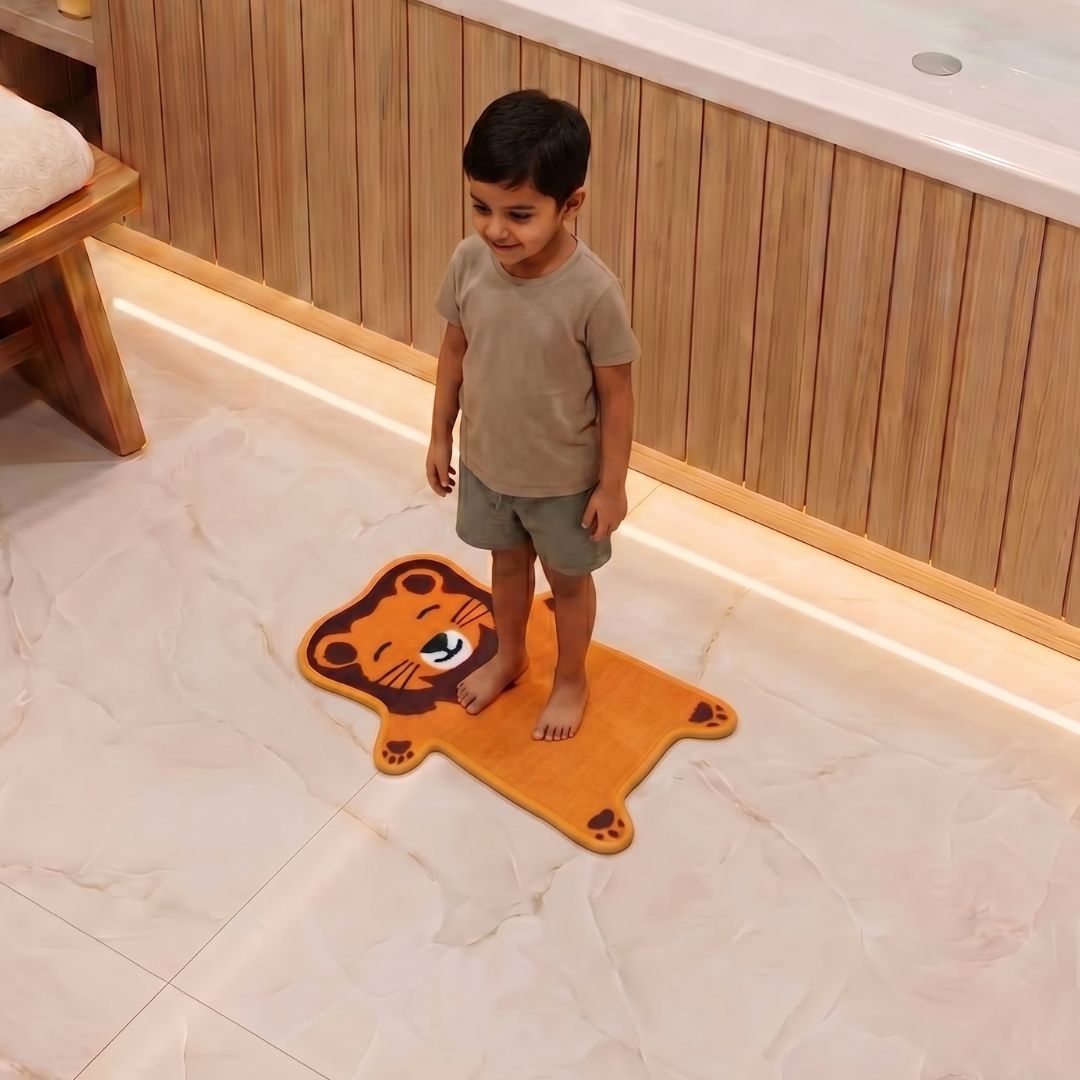 Premium Animal Lion - Shaped Cutouts Anti - Slip Kids Bathmat by Athom Living - Athom Living