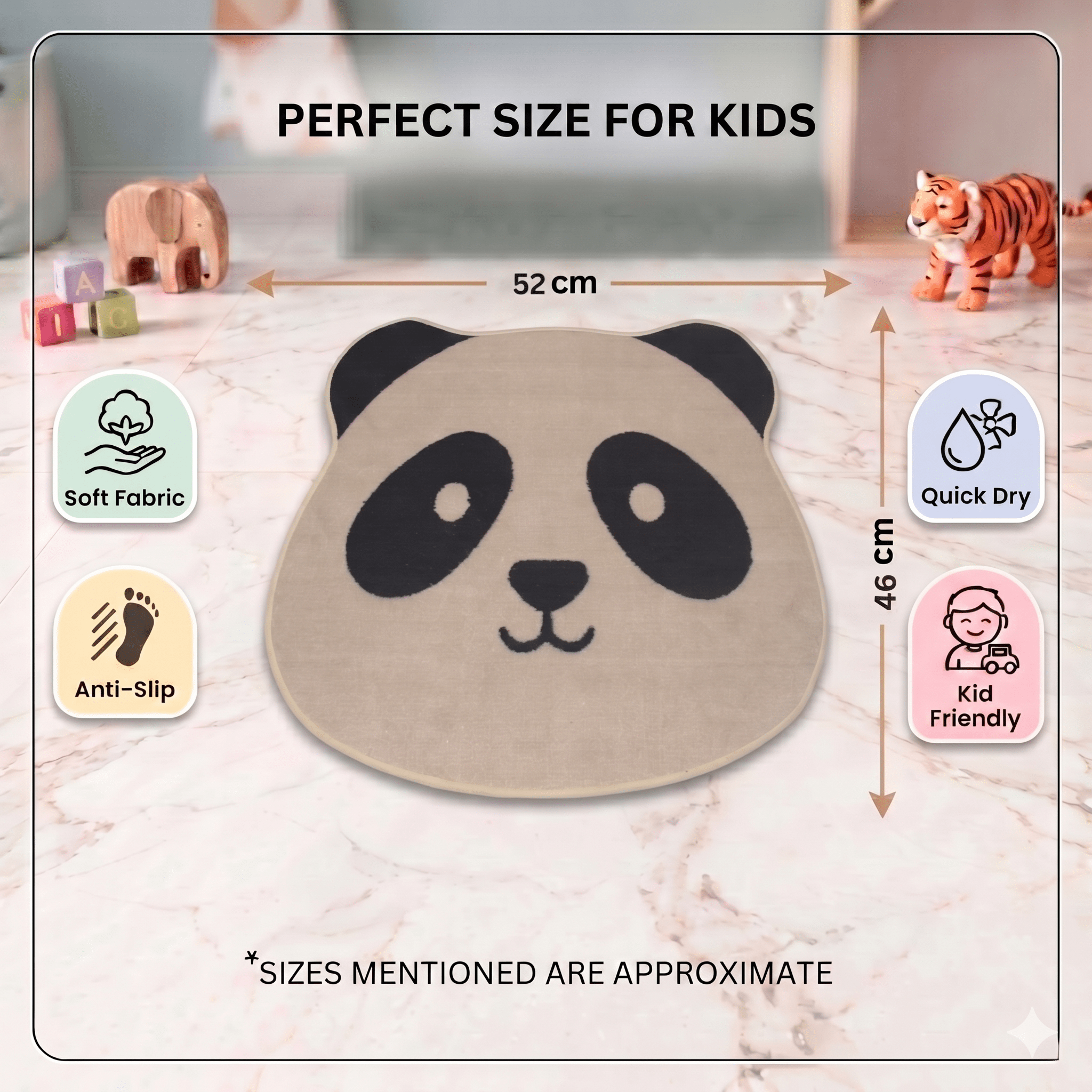Premium Animal Panda - Shaped Cutout Anti - Slip Kids Bathmat by Athom Living - Athom Living