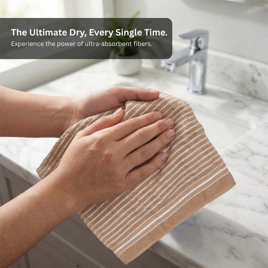 Premium Beige & Blue Cotton Hand Towels - Cotton Pack of 4 by Athom Living - Athom Living