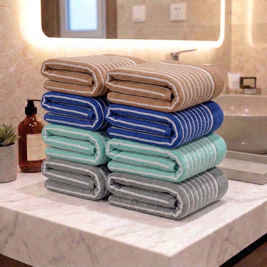 Premium Beige, Blue, Sea Green, Grey Cotton Hand Towels - Cotton Pack of 8 by Athom Living - Athom Living