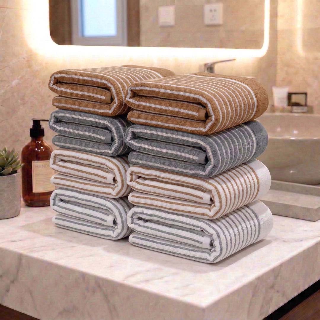 Premium Beige, Grey, White Cotton Hand Towels - Cotton Pack of 8 by Athom Living - Athom Living