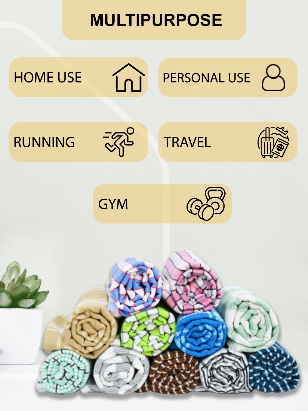 Premium Blue Checkered Coton Bath Towel (Pack of 6) by Athom Living - Athom Living