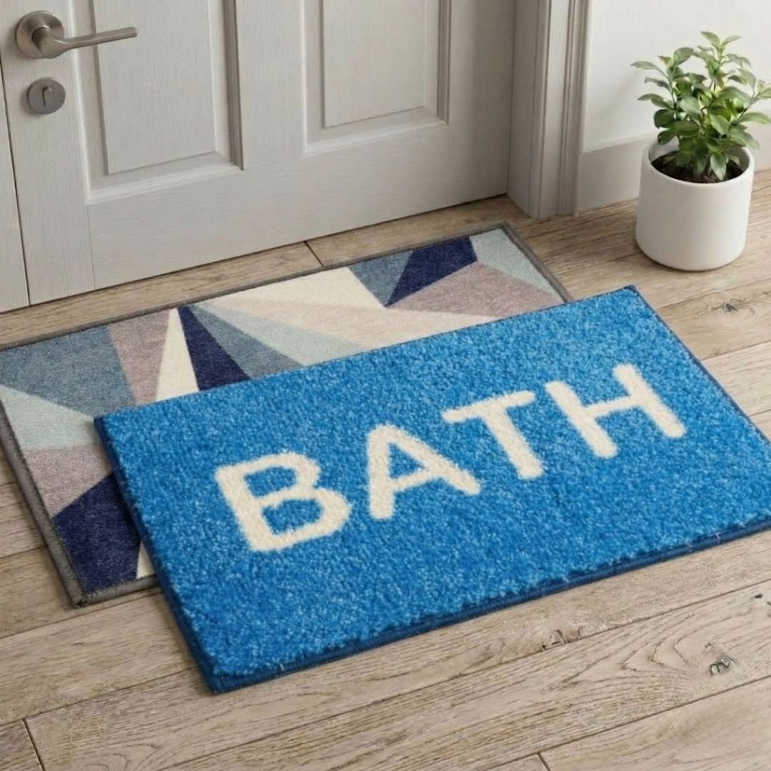 Premium Blue Doormat & Bathmat Combo Set of 2 by Athom Living - Athom Living