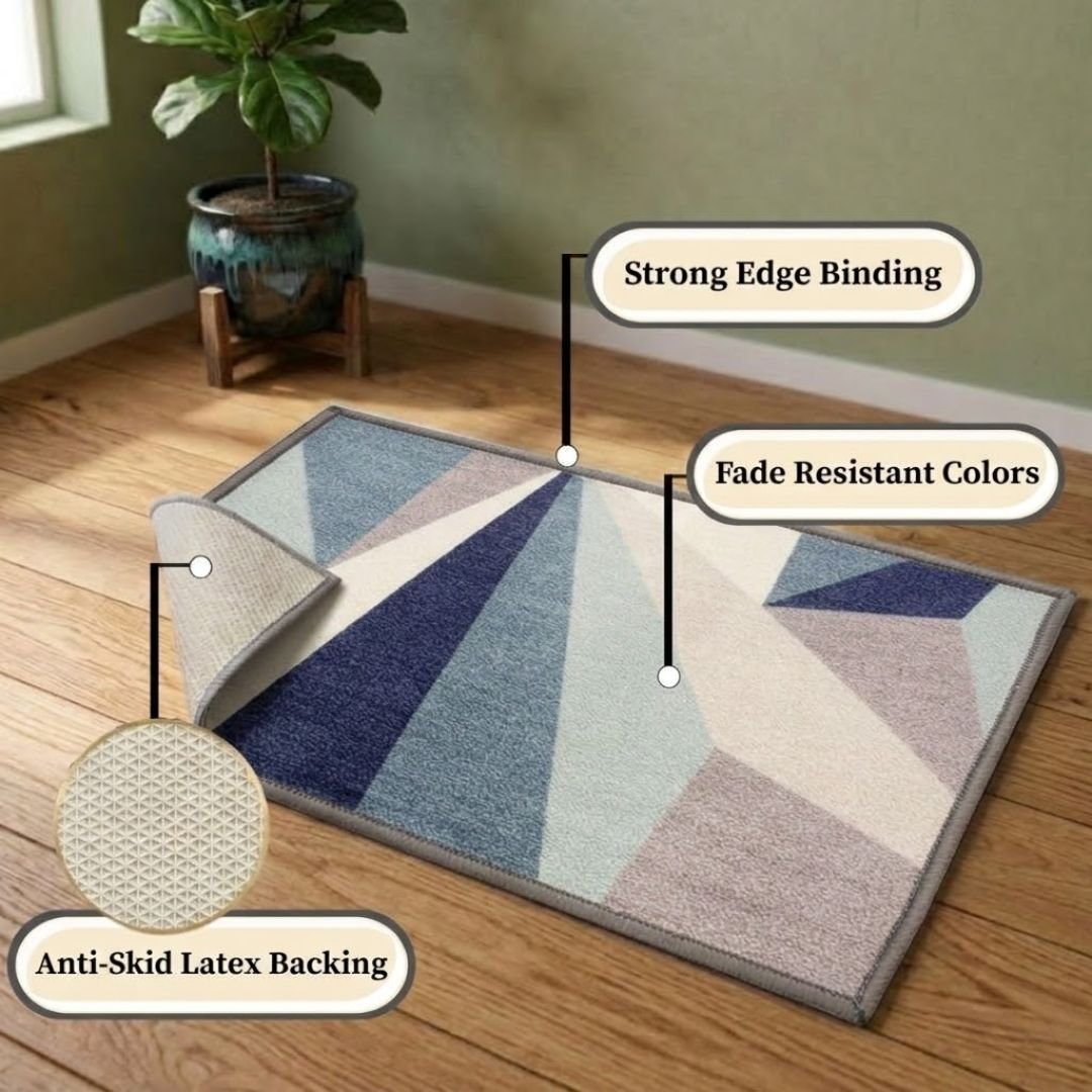 Premium Blue Doormat & Bathmat Combo Set of 2 by Athom Living - Athom Living