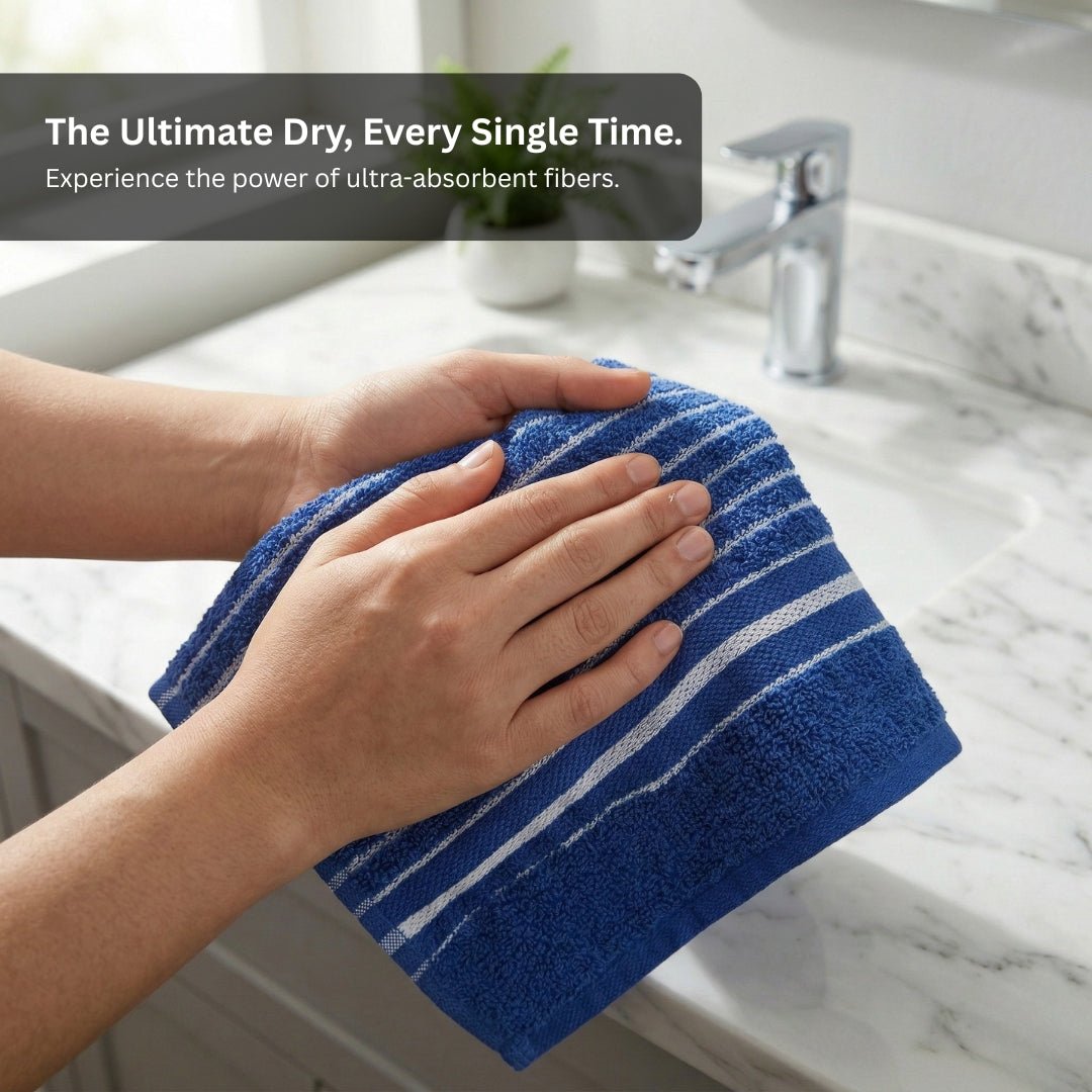 Premium Blue & Sea Green Cotton Hand Towels - Cotton Pack of 4 by Athom Living - Athom Living