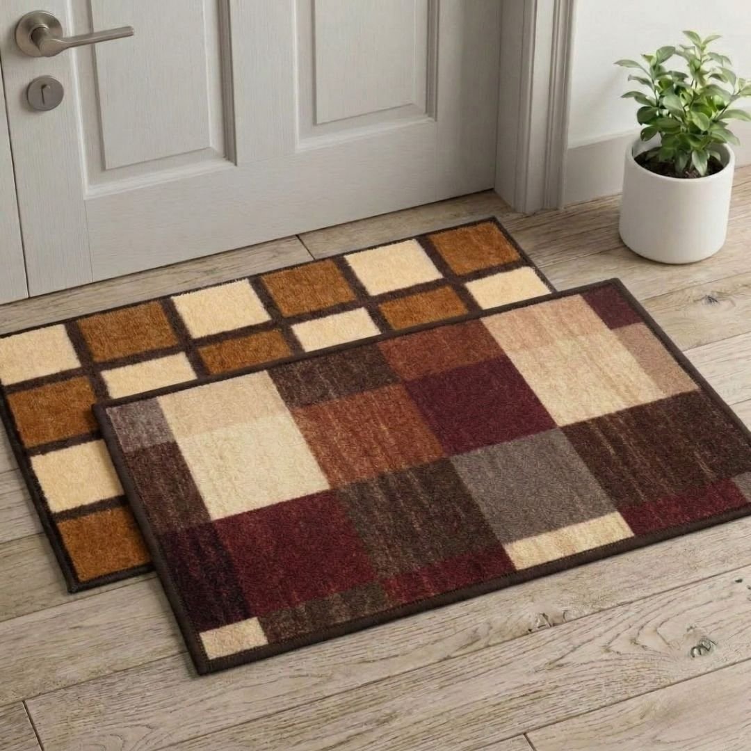 Premium Brown & Beige Doormat & Bathmat Combo Pack of 2 by Athom Living - Athom Living