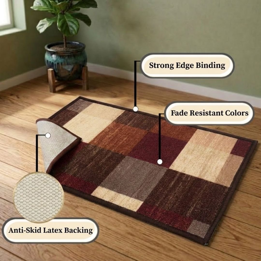 Premium Brown & Beige Doormat & Bathmat Combo Pack of 2 by Athom Living - Athom Living