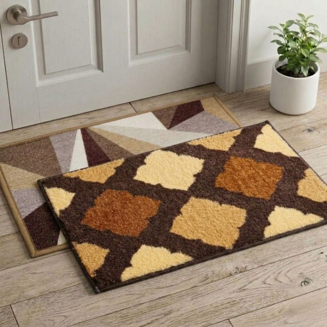 Premium Brown & Beige Doormat & Bathmat Combo Set of 2 by Athom Living - Athom Living