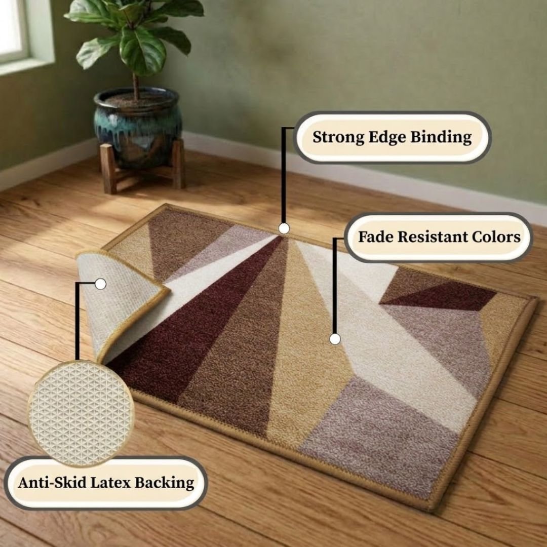 Premium Brown & Beige Doormat & Bathmat Combo Set of 2 by Athom Living - Athom Living