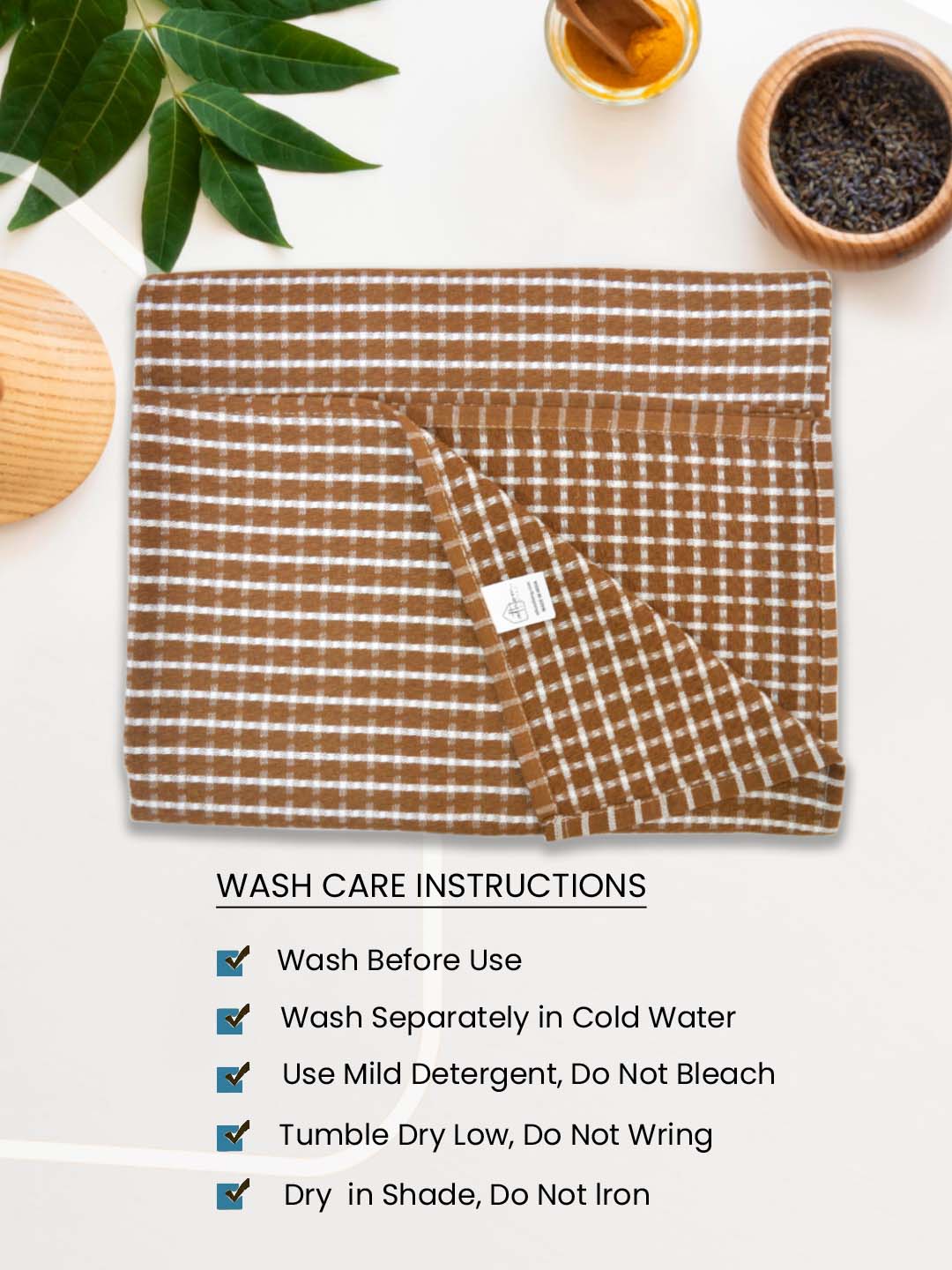 Premium Brown Checkered Cotton Bath Towel (Pack of 6) by Athom Living - Athom Living