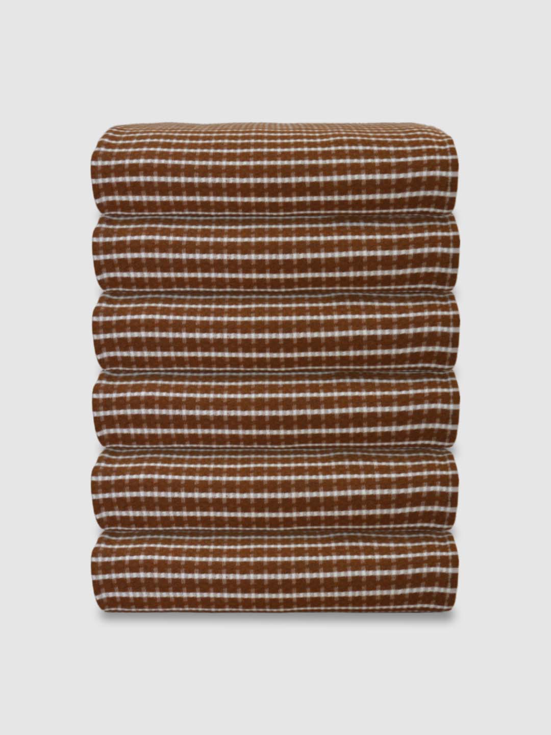 Premium Brown Checkered Cotton Bath Towel (Pack of 6) by Athom Living - Athom Living