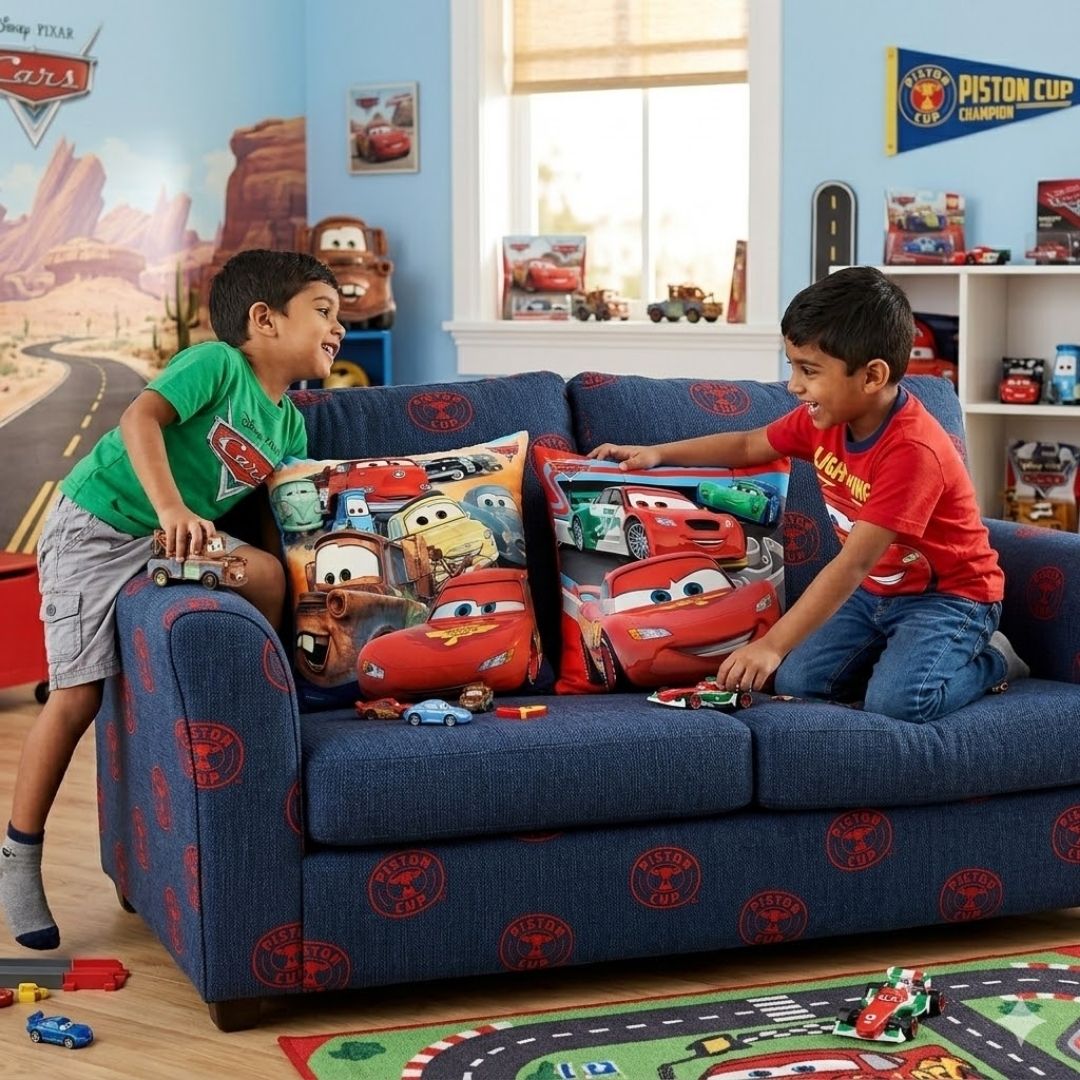 Premium Disney Cars Printed Set of 2 Cushion Covers by Athom Living - Athom Living