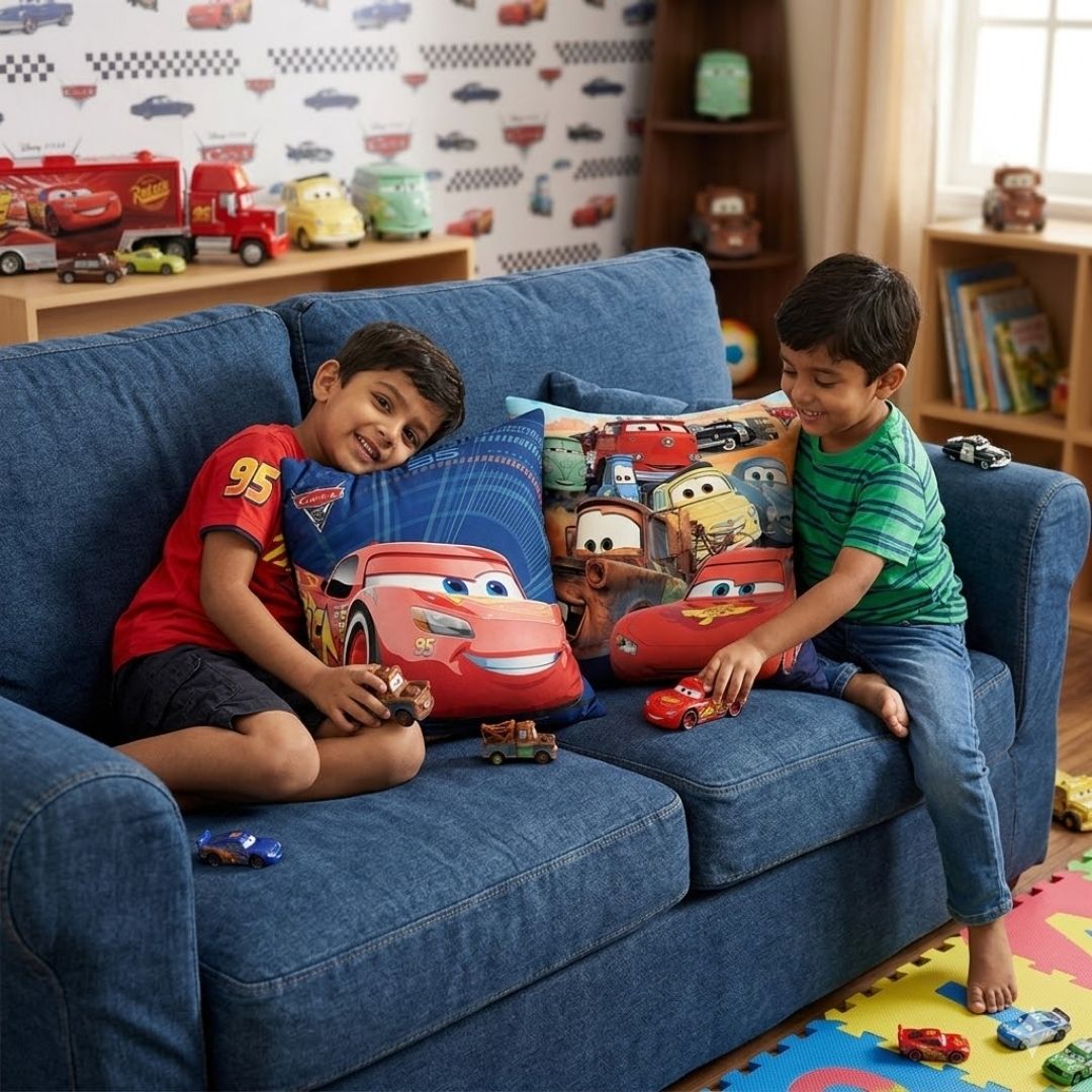 Premium Disney Cars Printed Set of 2 Cushion Covers by Athom Living - Athom Living