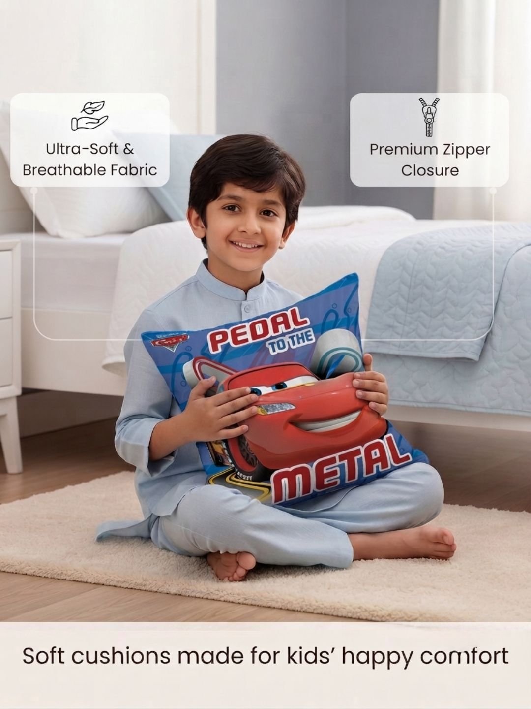 Premium Disney Cars Printed Set of 2 Cushion Covers by Athom Living - Athom Living