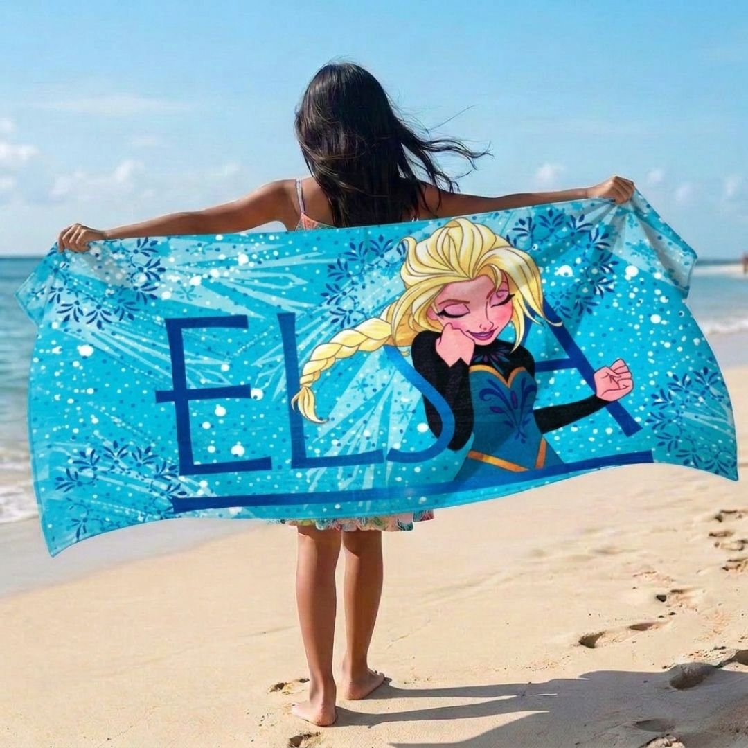 Premium Disney Frozen Elsa Blue Kids Cotton Bath Towel by Athom Living - Athom Living