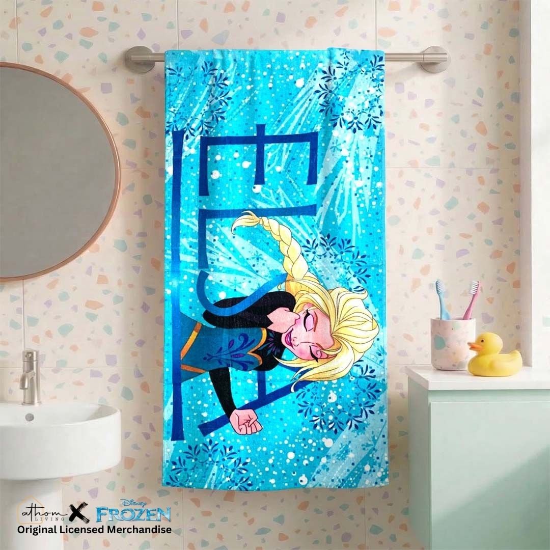 Premium Disney Frozen Elsa Blue Kids Cotton Bath Towel by Athom Living - Athom Living