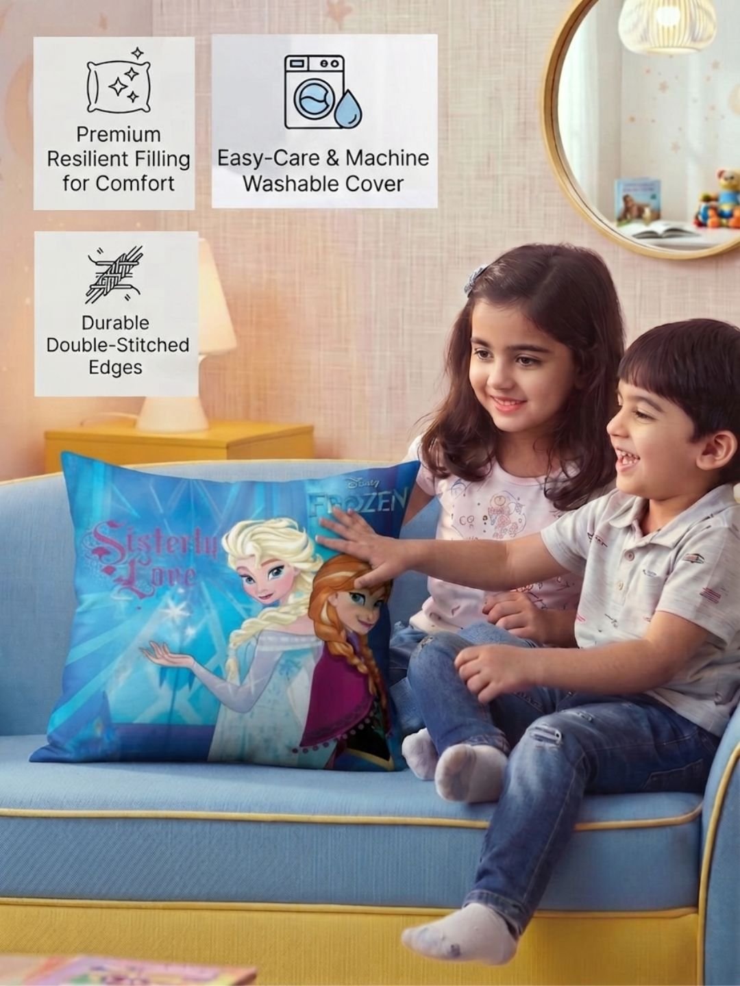 Premium Disney Frozen Elsa Printed Filled Cushion by Athom Living - Athom Living