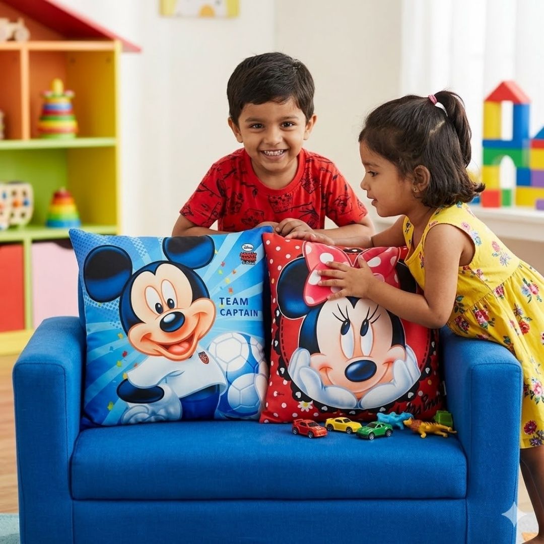 Premium Disney Mickey Mouse Printed Set of 2 Cushion Covers by Athom Living - Athom Living