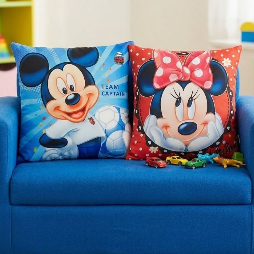 Premium Disney Mickey Mouse Printed Set of 2 Cushion Covers by Athom Living - Athom Living