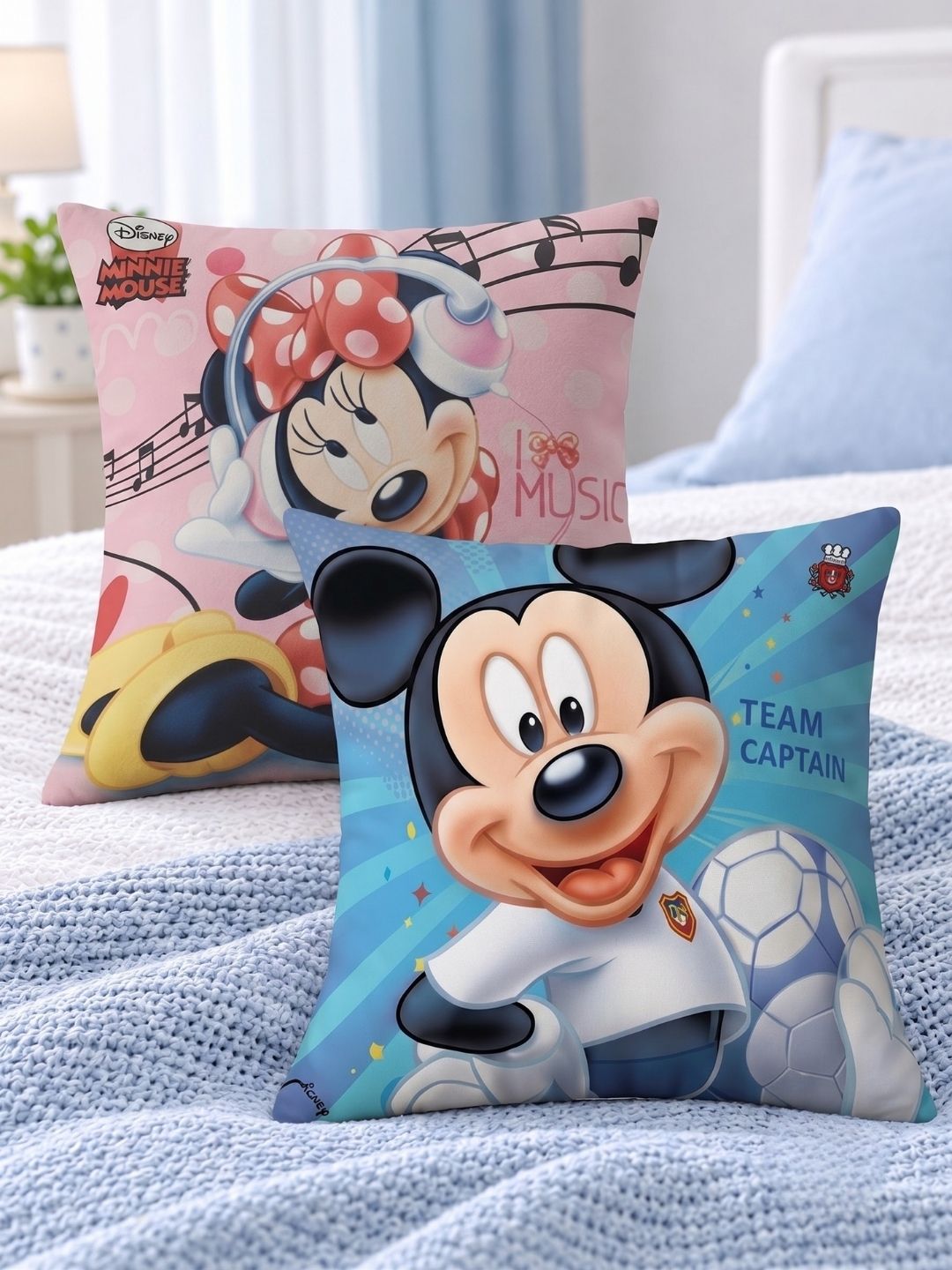 Premium Disney Mickey Mouse Printed Set of 2 Cushion Covers by Athom Living - Athom Living