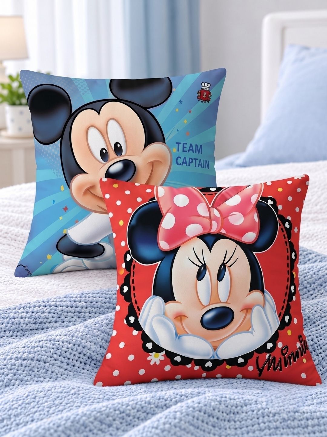 Premium Disney Mickey Mouse Printed Set of 2 Filled Cushion by Athom Living - Athom Living