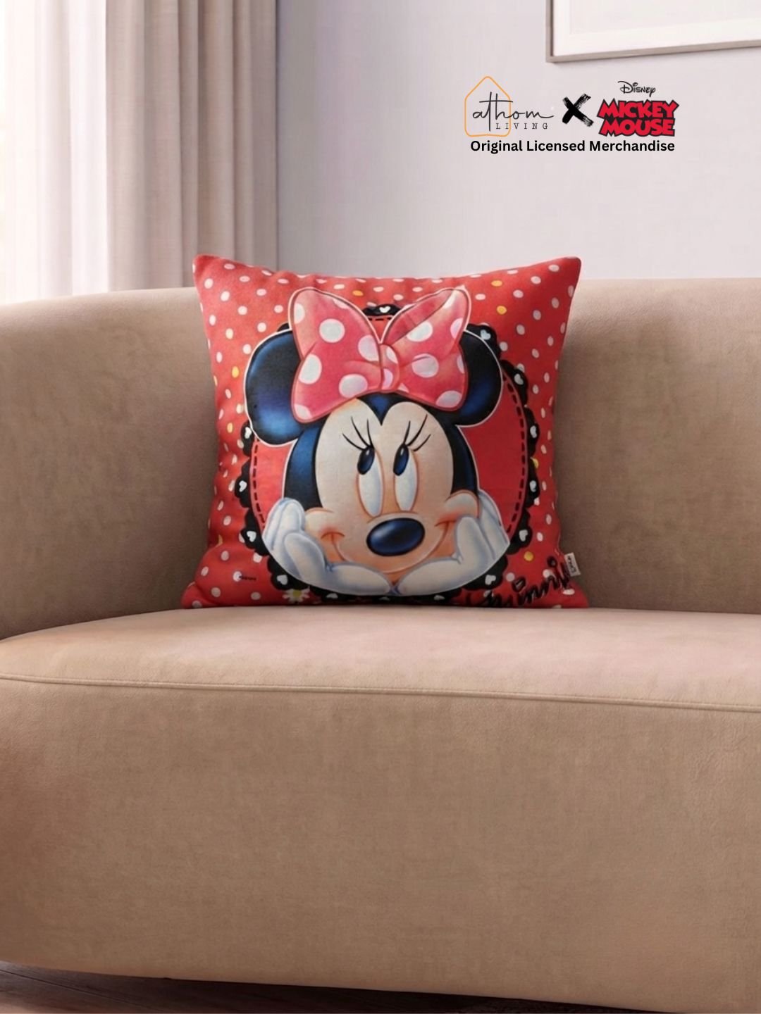 Premium Disney Minnie Mouse Printed Cushion Cover by Athom Living - Athom Living