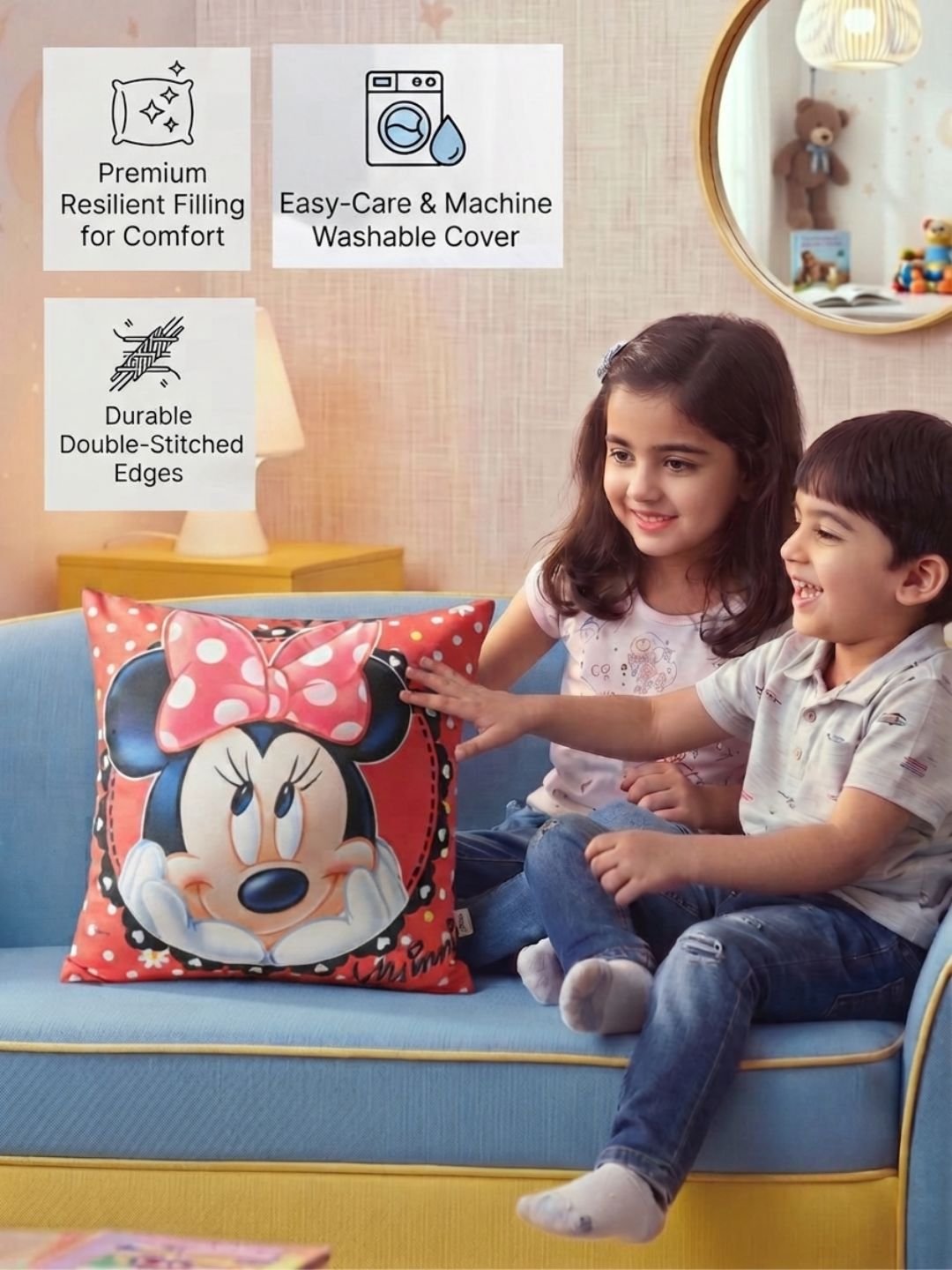 Premium Disney Minnie Mouse Printed Cushion Cover by Athom Living - Athom Living