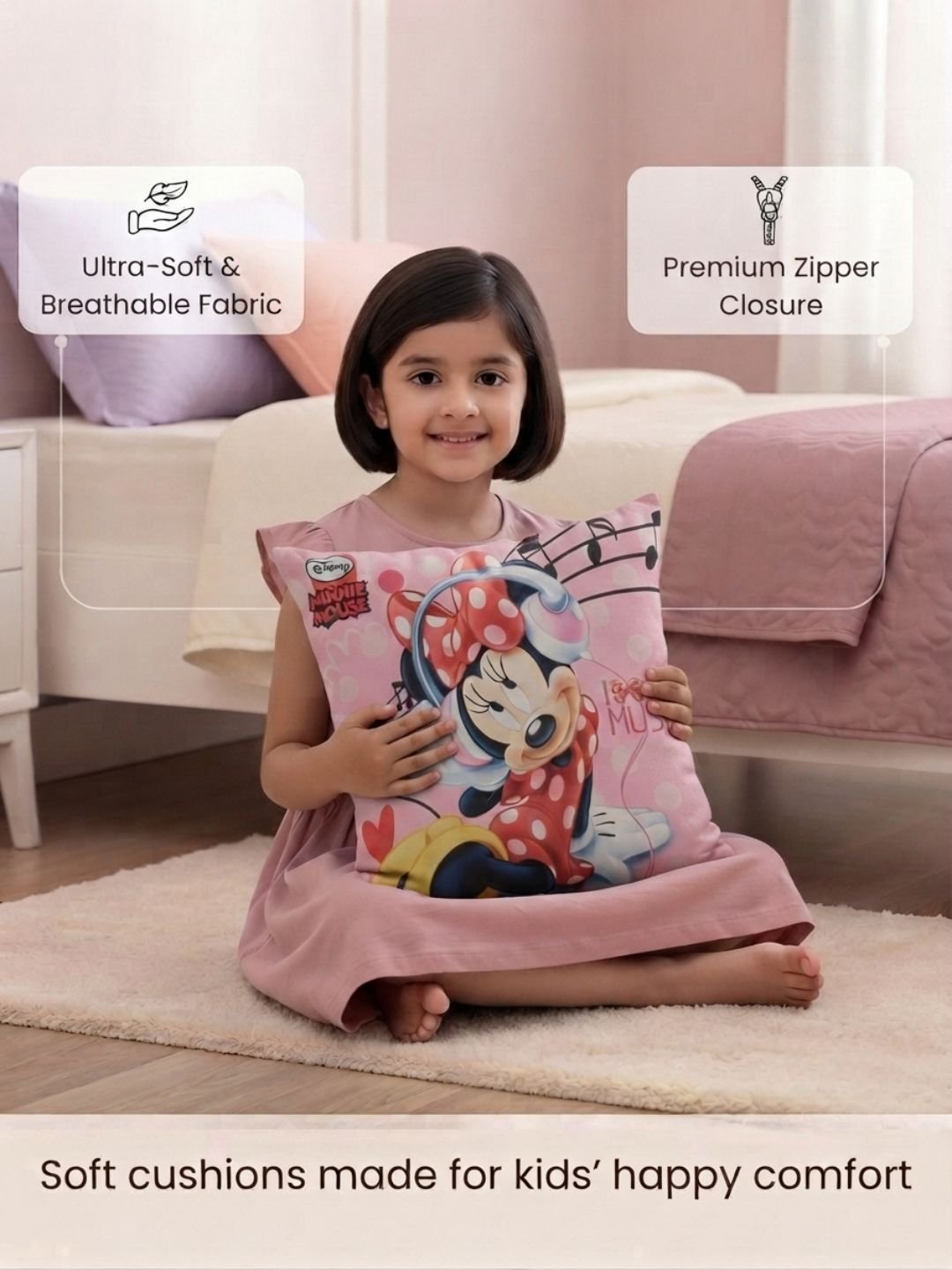 Premium Disney Minnie Mouse Printed Set of 2 Cushion Covers by Athom Living - Athom Living