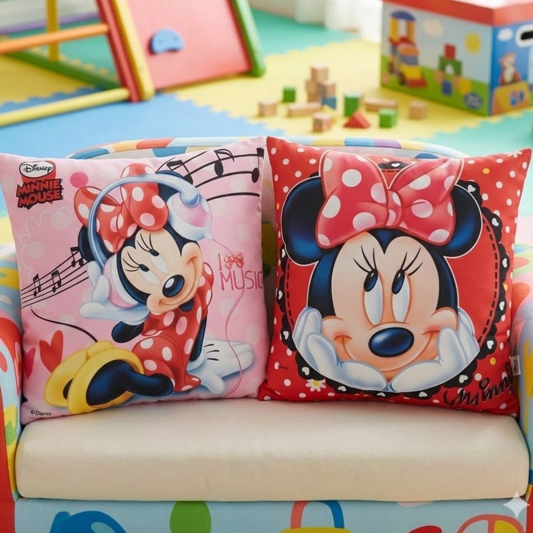 Premium Disney Minnie Mouse Printed Set of 2 Cushion Covers by Athom Living - Athom Living
